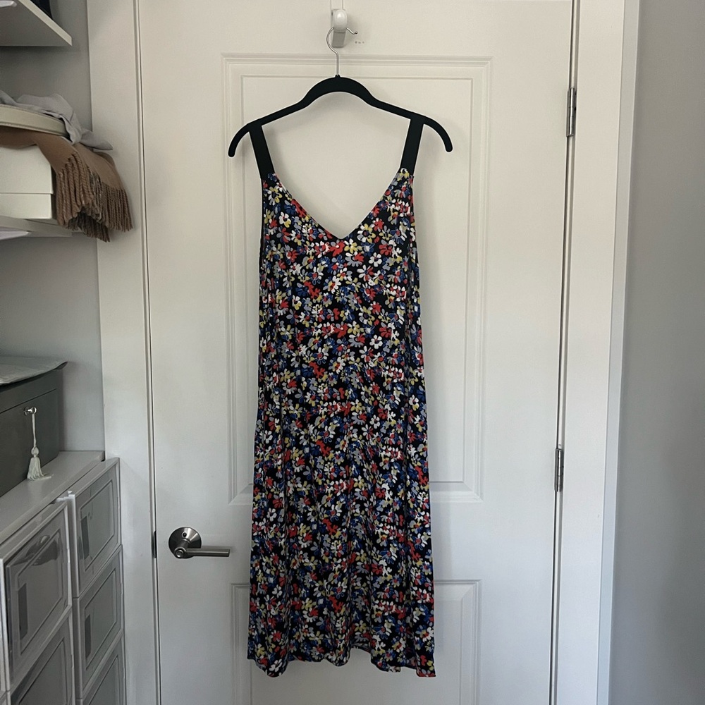 rag & bone Navy Floral Slip Midi Dress